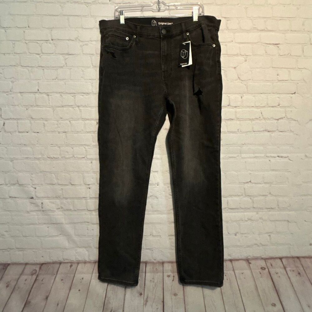 Original Use Men’s Distressed Jeans – Size 38W x 32L – Gray Wash – NWT